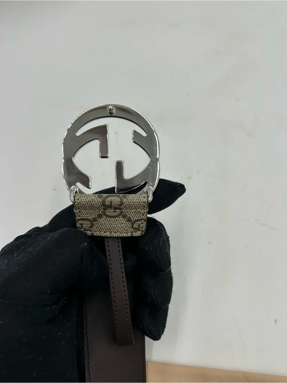 Men's Gucci GG Supreme belt  interlocking G buckle size 80/32 inches made Italy